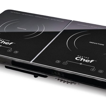 MASTER Chef Portable Double Induction Cooktop w/ 10 Settings, Black, 1800W