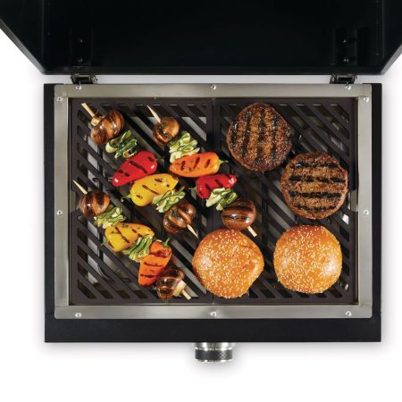 MASTER Chef Tabletop Portable Electric BBQ Grill with Cast-Iron Grates, Black