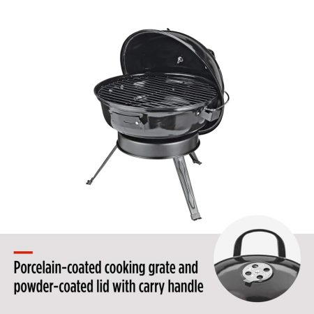 MASTER Chef Portable Charcoal Kettle BBQ Grill with Folding Legs