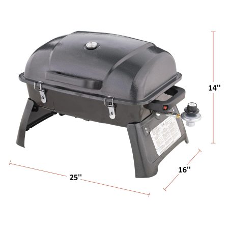 MASTER Chef Portable Tabletop Single-Burner Propane Gas BBQ Grill with Folding Legs