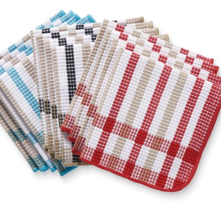 MASTER Chef Cotton Plaid Waffle Dishcloths, 14-in x 14-in, 12-pk, Assorted Colours