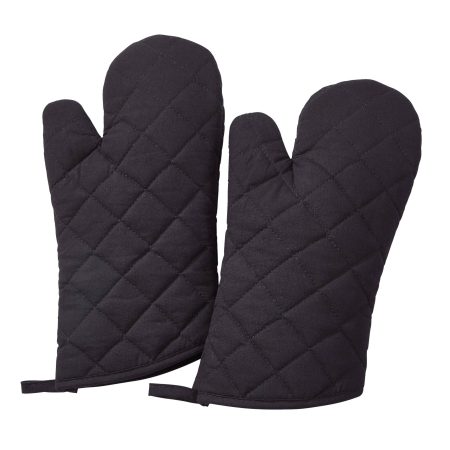 MASTER Chef 2pc Cotton Oven Mitt Set with Hanging Loops, Machine Washable, Black