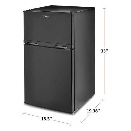 MASTER Chef Energy Star 2-Door Top Freezer & Refrigerator with Reversible Door for Dorms/Bedroom, 3.1-cu.ft., Black