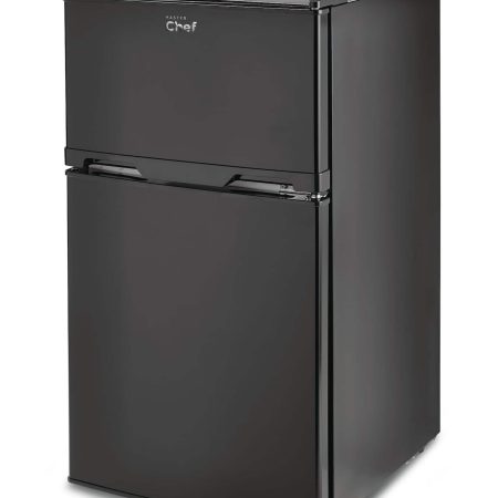 MASTER Chef Energy Star 2-Door Top Freezer & Refrigerator with Reversible Door for Dorms/Bedroom, 3.1-cu.ft., Black