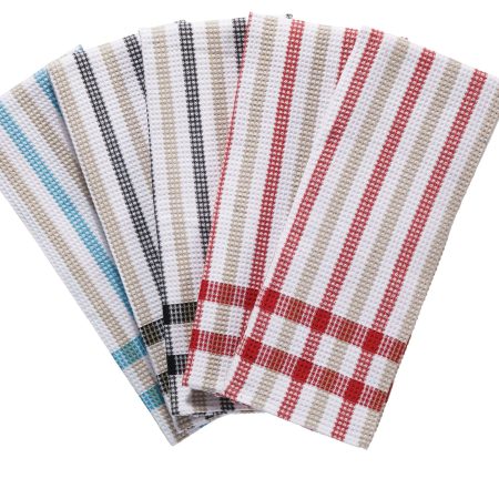 MASTER Chef Cotton Plaid Waffle Kitchen Towels, Reusable, 22-in x 32-in, 5-pk, Assorted Colours