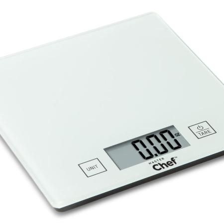 MASTER Chef Square Glass Kitchen Scale, White, 5-kg