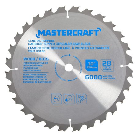 Mastercraft 10-in 28T Carbide Tipped Circular Saw Blade for Wood