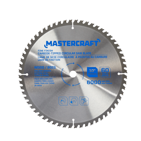 Mastercraft 10-in 60T Carbide Tipped Circular Saw Blade for Wood