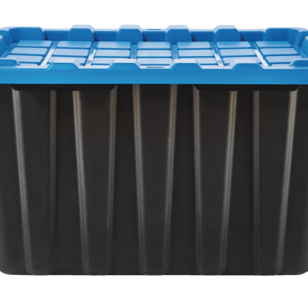 Mastercraft Heavy Duty Stackable Storage Box with Lid, 102-L, Black/Blue