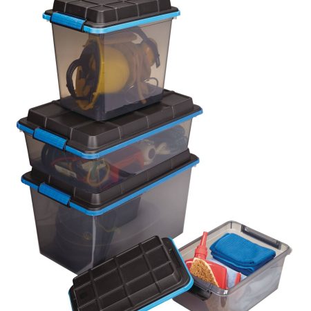 Mastercraft Tinted Transparent Heavy Duty Storage Box with Latched Lid, Assorted Sizes