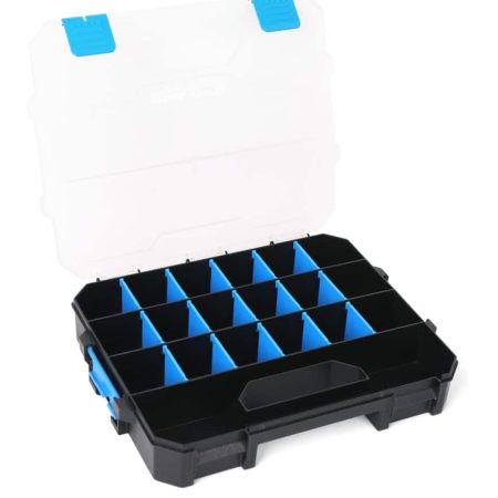 Mastercraft Portable Stackable Small Parts 18-Bins Organizer Tray w/ Lid, 12x10x2-in