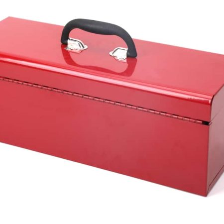 Mastercraft Portable Metal Hip Roof Tool Box w/ Removable Tray, Red, 19-in