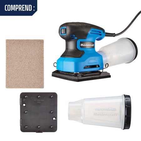 Mastercraft 2.4A Corded Single-Speed Sheet Sander with Dust Canister & Sandpaper, 1/3-in