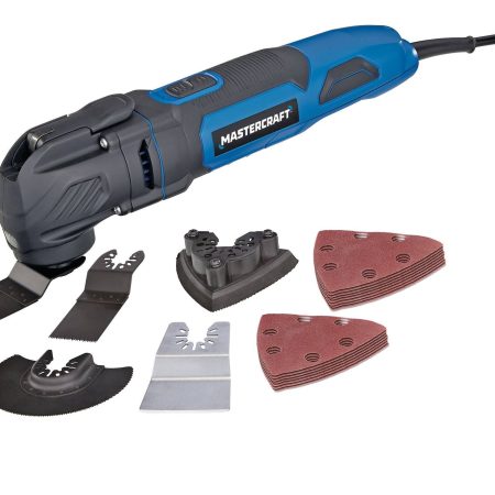 Mastercraft 2.5A Variable Speed Oscillating Multi-Tool with Accessory Blade & Sanding Kit, 20-pc