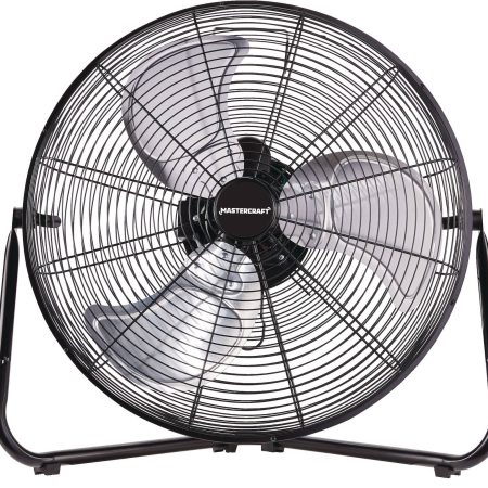 Mastercraft Vertical-Tilt Portable Floor Fan, 3-Speed, Black, 20-in