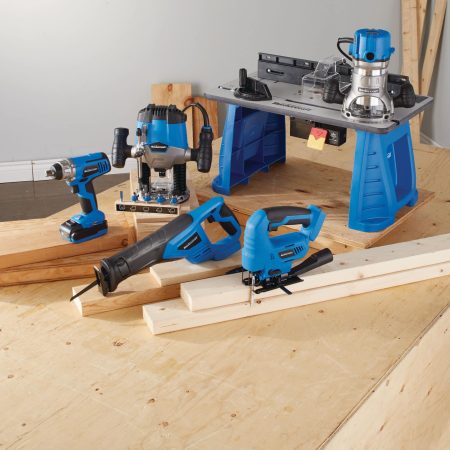 Mastercraft 9.5A 1-3/4 HP Corded Fixed Base Wood Router and Table Set