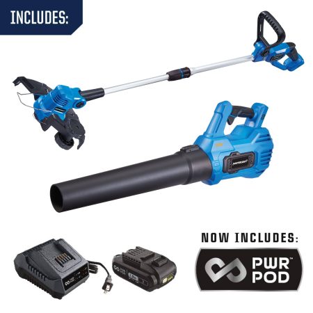 Mastercraft 20V PWR POD 12" String Trimmer and 370CFM Blower Combo Kit, with 2.0Ah Battery & Charger