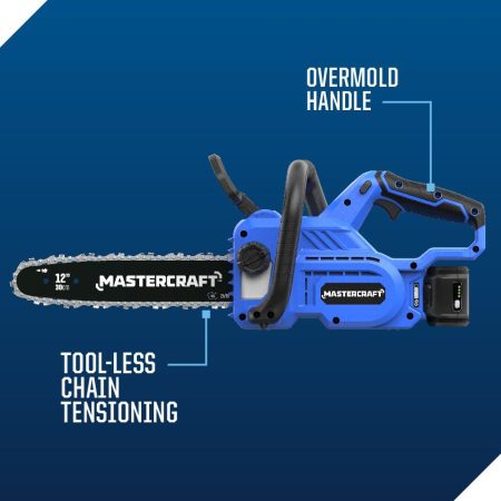 Mastercraft 20V Cordless Chainsaw, 12-in w/ PWR POD 4.0 Ah Battery