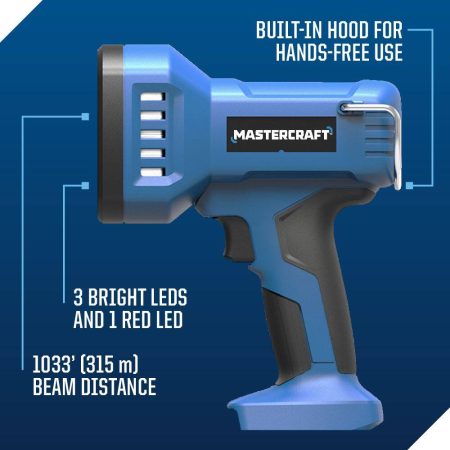 Mastercraft 20V Max Lithium-Ion Portable Cordless LED Work Spotlight, 1000 Lumen, Tool Only, PWR POD Compatible