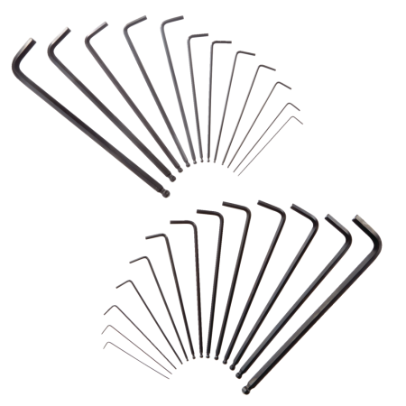 Mastercraft SAE/Metric Extra Long Ball End Hex Key Set/Allen Wrench Set, Rust Resistant, Cr-V Steel, 25-pc