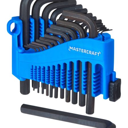 Mastercraft SAE/Metric Short Hex Key Set/Allen Wrench Set, Rust Resistant, Cr-V Steel, 25-pc