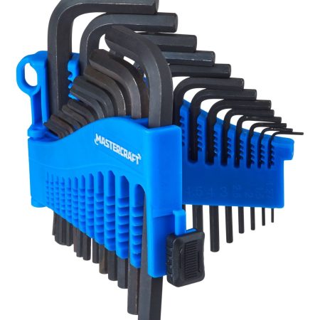 Mastercraft SAE/Metric Short Hex Key Set/Allen Wrench Set, Rust Resistant, Cr-V Steel, 25-pc