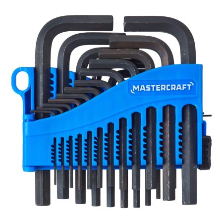 Mastercraft SAE/Metric Short Hex Key Set/Allen Wrench Set, Rust Resistant, Cr-V Steel, 25-pc