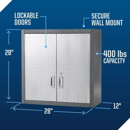 Mastercraft 2-Door Wall Cabinet with 2 Adjustable Shelves, Diamond Series, 28 x 12 x 28-in