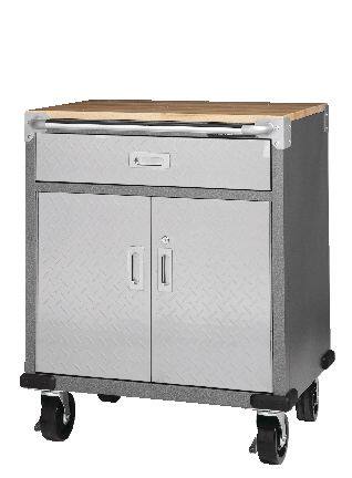 Mastercraft 2-Door, 1-Drawer Wooden Top Base Storage Cabinet with Wheels, Diamond Series, 29 x 23 x 35-in