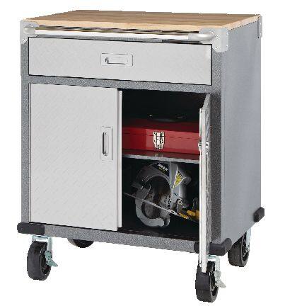 Mastercraft 2-Door, 1-Drawer Wooden Top Base Storage Cabinet with Wheels, Diamond Series, 29 x 23 x 35-in