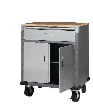 Mastercraft 2-Door, 1-Drawer Wooden Top Base Storage Cabinet with Wheels, Diamond Series, 29 x 23 x 35-in