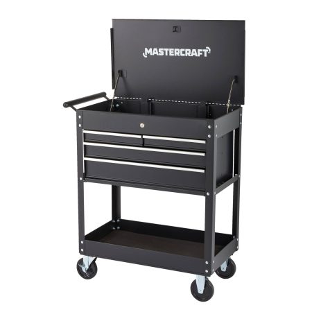 Mastercraft Rolling Tool Cart/Utility Cart w/ 4 Drawers, Black, 30-in