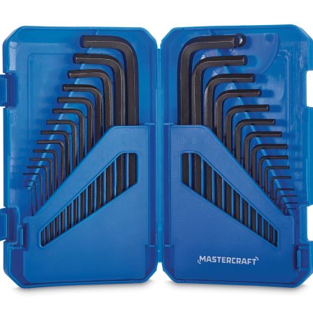 Mastercraft SAE/Metric Hex Key Set/Allen Wrench Set with Case, Rust Resistant, Cr-V Steel, 30-pc