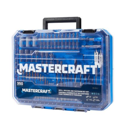 Mastercraft Titanium Drill, Drive & Fastening Bit Set for Wood, Metal, Plastic, Masonry, 350-pc