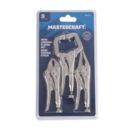 Mastercraft Mini Locking Pliers Set, Rust Protection, Cr-V Steel, 3-pc