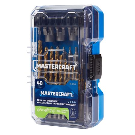 Mastercraft Titanium Drill & Drive Set for Wood, Metal, Plastic, 40-pc