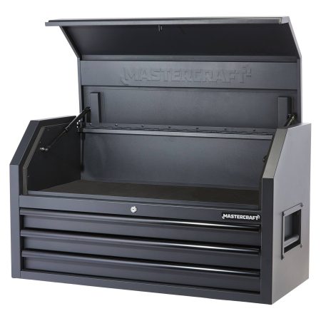 Mastercraft Tool Storage Chest, Built-In Power Bar with USB, 3 Drawer, 41-in, Black