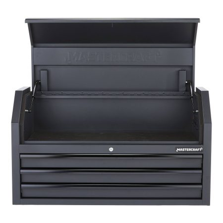 Mastercraft Tool Storage Chest, Built-In Power Bar with USB, 3 Drawer, 41-in, Black