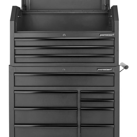 Mastercraft Tool Storage Chest, Built-In Power Bar with USB, 3 Drawer, 41-in, Black