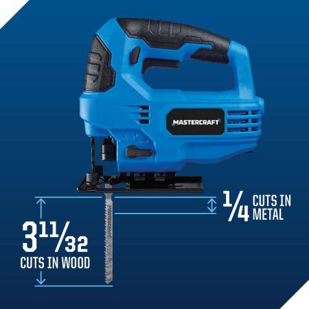 Mastercraft 5A 4-Position Variable Speed Orbital Jigsaw with LED Light & Straight Edge Guide