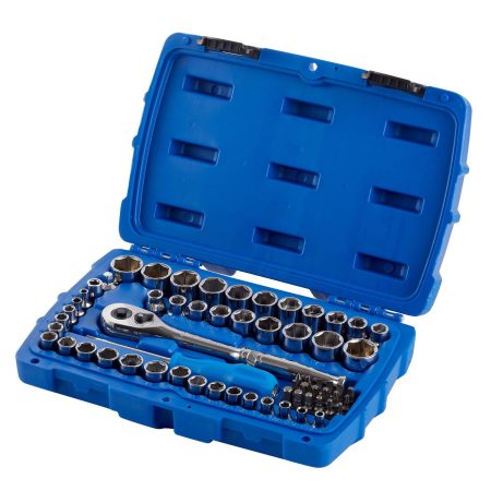 Mastercraft Socket Set 62-pc, SAE / Metric, CRV, Nickel-Chrome Plating