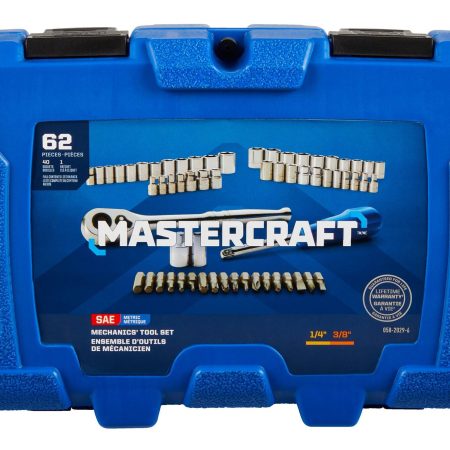 Mastercraft Socket Set 62-pc, SAE / Metric, CRV, Nickel-Chrome Plating