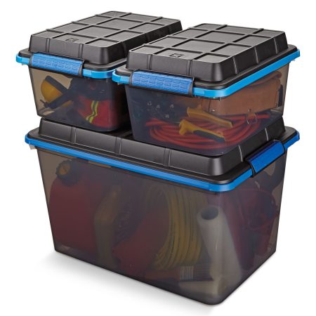 Mastercraft Tinted Transparent Heavy Duty Storage Box with Latched Lid, Assorted Sizes