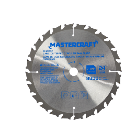 Mastercraft 7-1/4-in 24T Carbide Tipped Circular Saw Blade for Wood