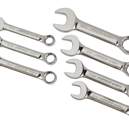 Mastercraft Combination Stubby Wrench Set, Metric, Nickel-Chrome Plating, 7-pc