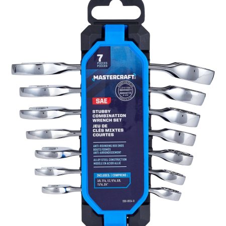 Mastercraft Combination Stubby Wrench Set, SAE, Nickel-Chrome Plating, 7-pc