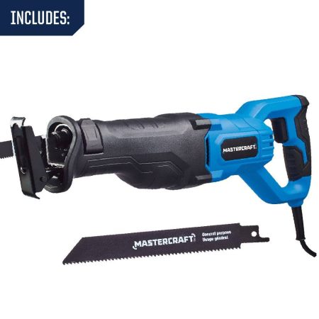 Mastercraft 8.5A Variable Speed T-Shank Reciprocating Saw with LED Light & Blade