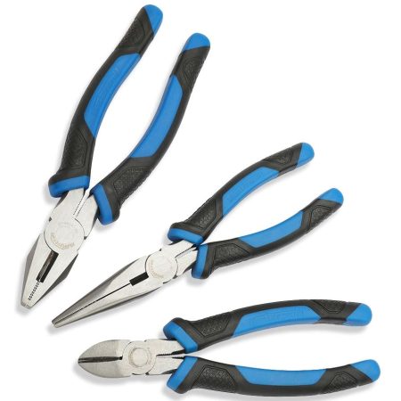 Mastercraft Comfort Grip Pliers Set, Micro Chrome Finish, 8-in, 3-pc