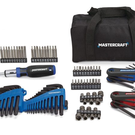 Mastercraft SAE/Metric Hex Key Set/Allen Wrench Set with Storage Bag, Rust Resistant, Cr-V Steel, 98-pc