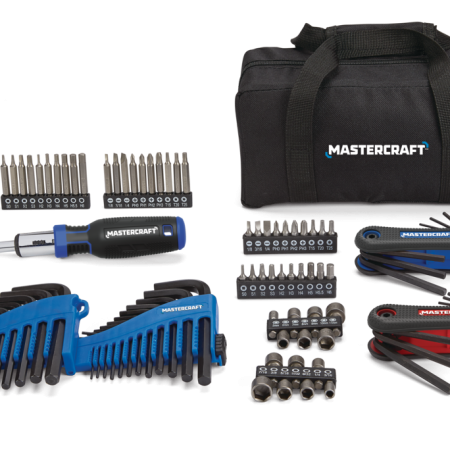 Mastercraft SAE/Metric Hex Key Set/Allen Wrench Set with Storage Bag, Rust Resistant, Cr-V Steel, 98-pc